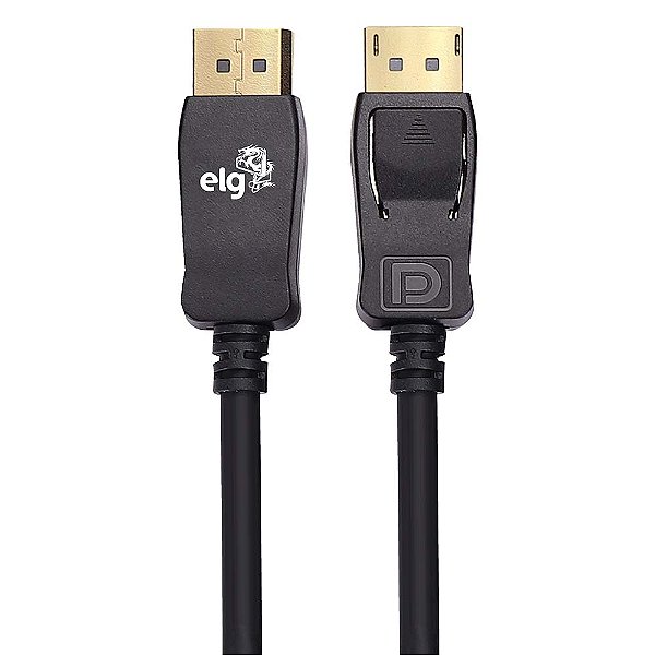 Cabo DisplayPort 1.4, 8K 60Hz, 4K 144Hz, Ultra HD, Dolby 7.1, Alta Performance, 2 Metros, Preto, DP1420, ELG