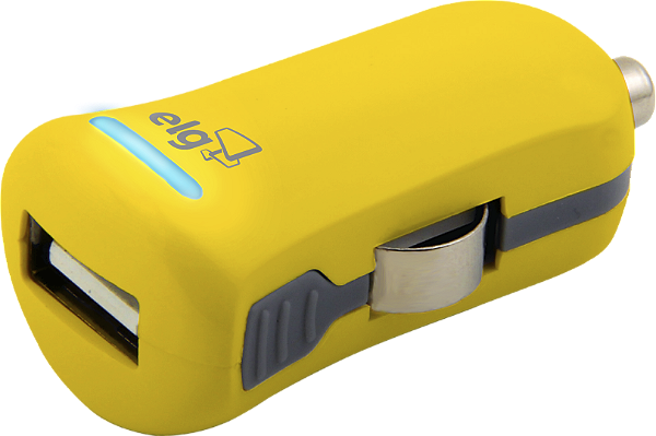 Carregador Veicular, USB 1A, 12V-24V, LED Indicador, Proteção Antichamas e Contra Curto-Circuito, Amarelo, CC1SAM, ELG