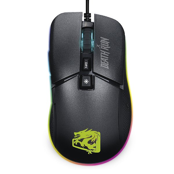 Mouse Gamer Death Run Ergonômico, 6400 DPI, RGB Chroma, 7 Botões, 40M Cliques, Cabo Nylon 1,6 metros, USB, MGDR, ELG