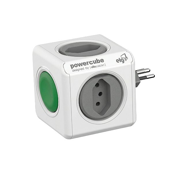 Filtro de Linha PowerCube, 4 Tomadas 10A, Botão On/Off, Sem Cabo, Bivolt, Branco/Verde, PWC-R4SW, ELG