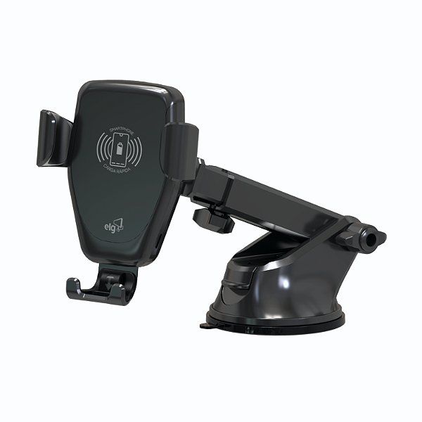 Suporte Veicular Wireless 10W ELG com Ventosa Painel Para-brisa Ajuste Telescópico 360° Celular CH360WV