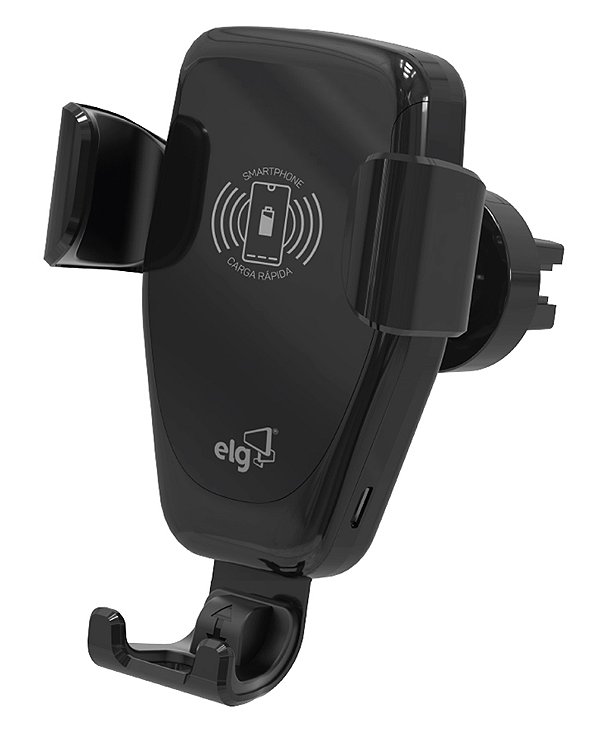 Suporte Veicular com Carregador Sem Fio Wireless, Encaixe Saída de Ar, Rotação 360º, Preto, CH360WA, ELG