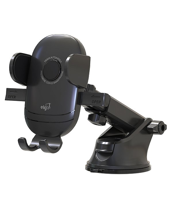 Suporte Veicular com Ventosa, Telescópico, Rotação 360º, Trava Automática, Preto, CH358V, ELG