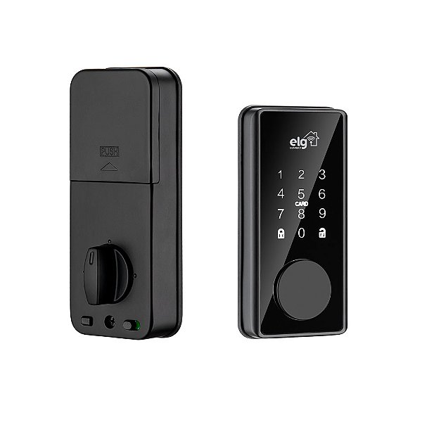 Fechadura Digital Inteligente, Wi-Fi, 4 Modos de Abertura Senha App Tag Chave, Preto, SHFD701, ELG