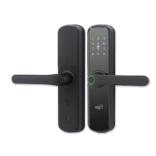Fechadura Digital Biométrica, Wi-Fi, 5 Modos de Abertura Biometria Senha Cartão App Chave, Preto, SHFB700, ELG