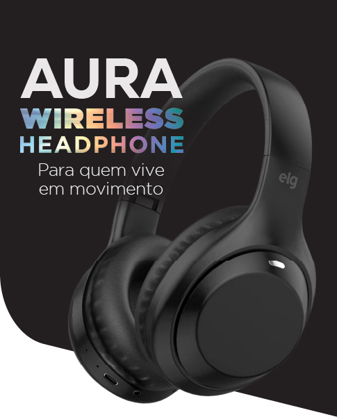 Fone de Ouvido Aura, Wireless , Bluetooth 5.4, Microfone Integrado, Autonomia 20 horas, ELG