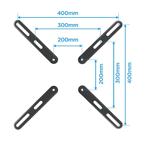 Adaptador VESA ELG ADP2040 200x200 para 400x400mm – TVs de 32” a 55” - Preto