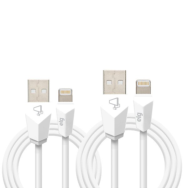 Combo Cabo Lightning, 12W 2.4A, Kit 1 metro + 2 metros, Branco, CMB812WH, ELG