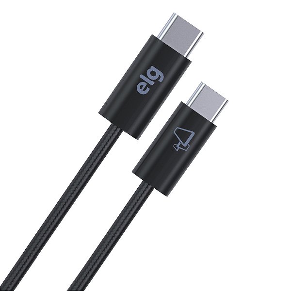 Cabo USB-C para USB-C ELG, Power Delivery 240W, Emark, Nylon Trançado Reforçado, 1 metro, Preto, TC240