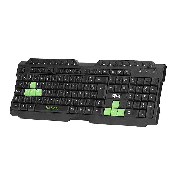 Teclado Gamer Hadar em Membrana, 107 Teclas ABNT2, Anti-Ghosting, Teclas Multimídia, Pincel de Limpeza, Preto, TGHD, ELG