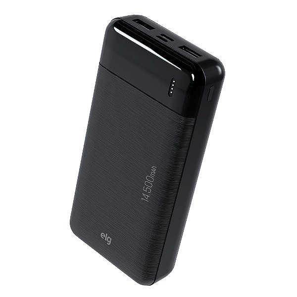 Power Bank Carregador Portátil, LED Indicador, 14500mAh 10.5W, Turbo, Preto, PB145BK, ELG