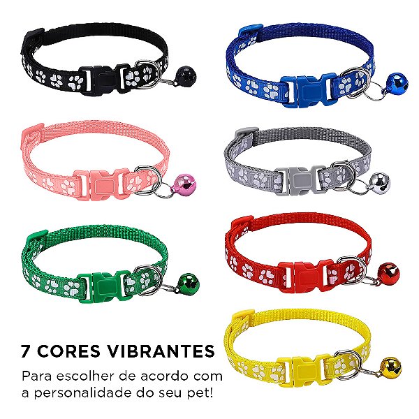 Coleira Pet Ajustável ELG, Nylon Resistente Leve, 7 Cores, para Cães Pequenos e Gatos