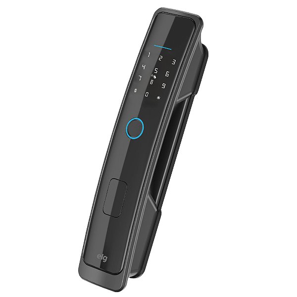 Fechadura Biométrica Inteligente Wi-Fi SHFP703 5 Modos de Abertura RFID Senha App Puxador Preto ELG