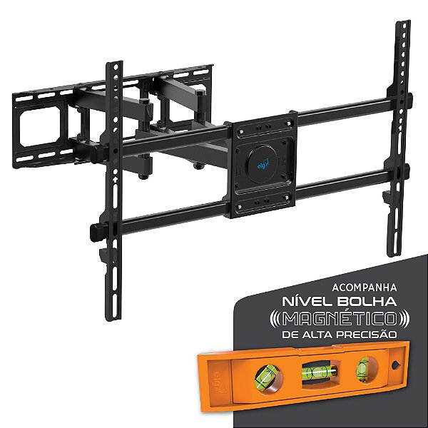 Suporte Articulado de Parede para TV 32 a 86 Pol VESA 600x400 Até 45kg Preto ELG A02V6WP