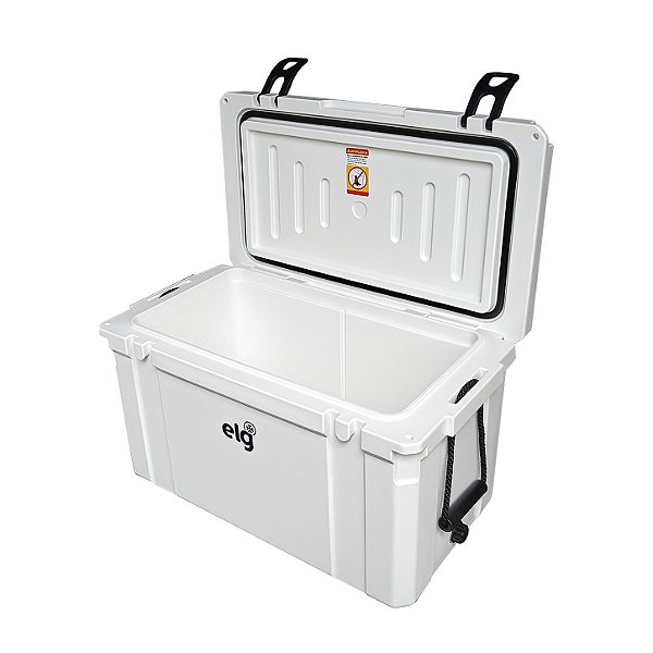 Caixa Térmica Rotomoldada Premium 55L ELG HC55WH, 80 Latas, Alta Retenção Térmica com Gelo por até 5 Dias, Alças de Corda, Branca