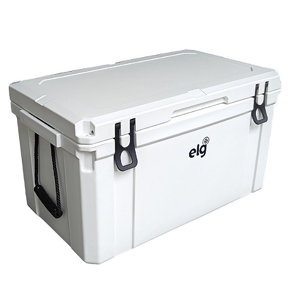 Caixa Térmica Rotomoldada Premium 75L ELG HC75WH, 112 Latas, Alta Retenção Térmica com Gelo por até 5 Dias, Alças de Corda, Branca