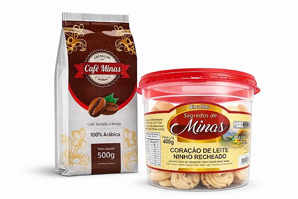 KIT CAFE DA MANHÃ - CAFE + CORAÇÃO DE LEITE NINHO RECHEADO