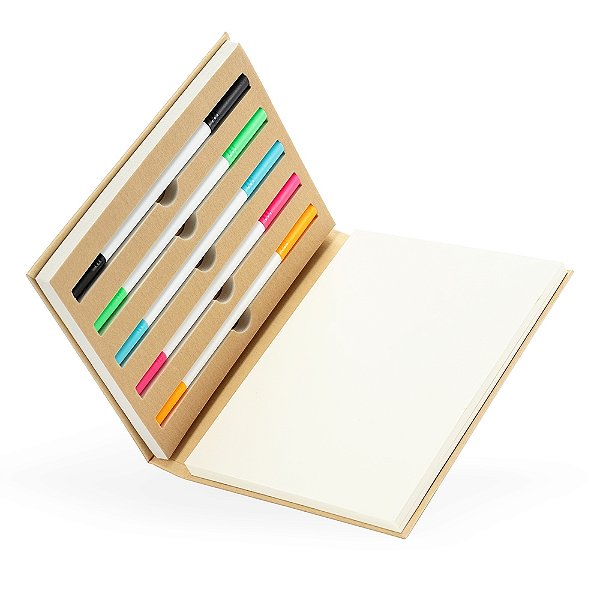 Bloco de Anotações com 5 Canetas Kraft
