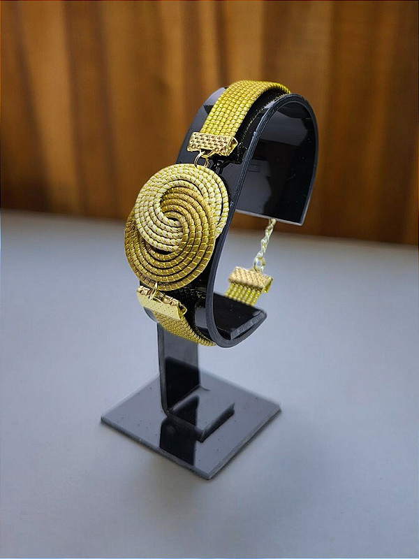 Pulseira Redonda Hipoalergênica Capim Dourado Biojóia