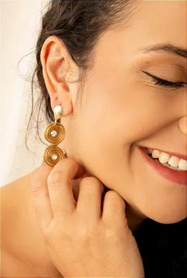 Brincos Com Strass De Capim Dourado Biojóia Artesanal