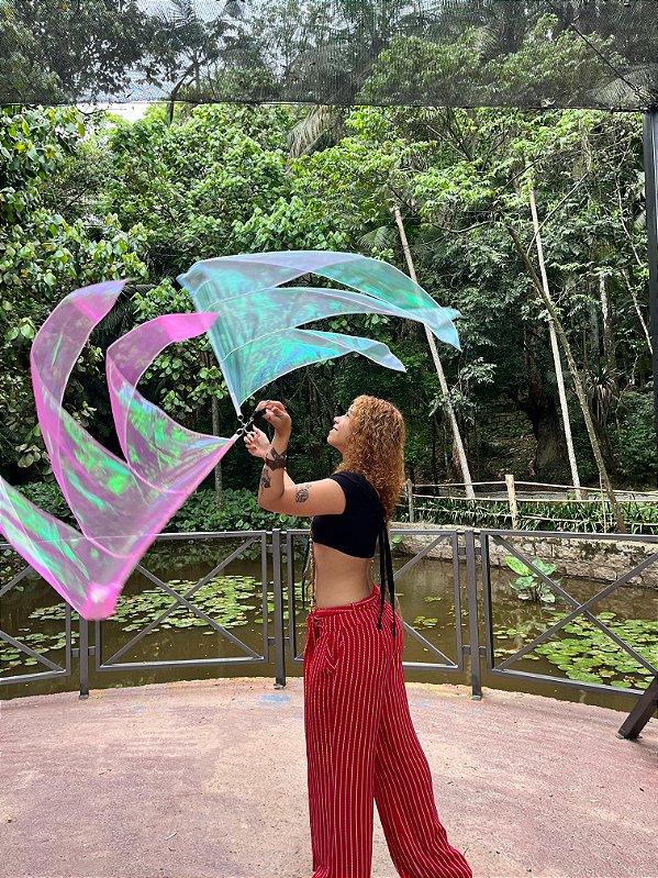 1 Par Swing Flag Triplo Asa De Fada Malabares E Circo
