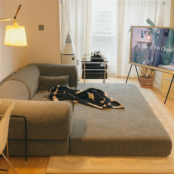 Sofá De Espuma2 Lugares 1,80m Bouclê Na Caixa Estilo Moderno