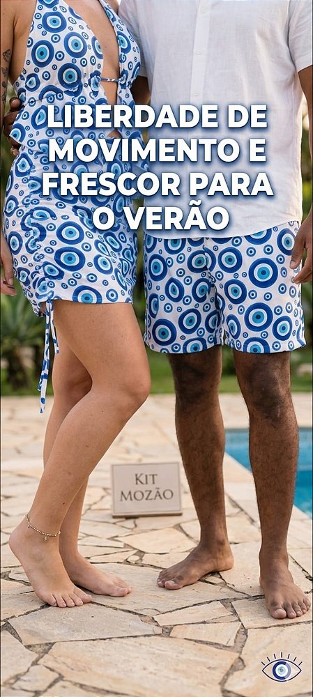 Kit Mozão Casal Olho Grego Saia Top E Bermuda Suplex P Ao Gg