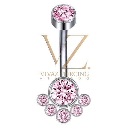 Umbigo Titânio Pata rosa 1.6x10