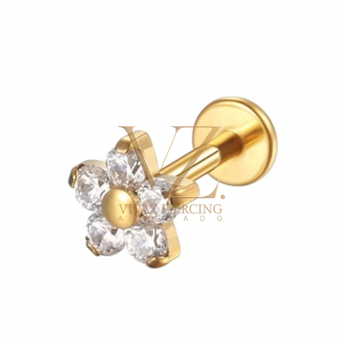 Piercing Titânio Pvd Labret Flor 1.2x8