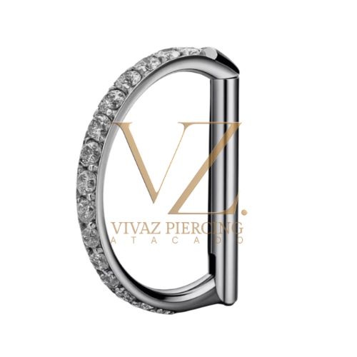 Piercing Meia Argola Titânio cravejado 1.2x8