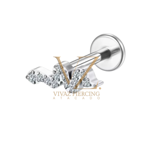 Piercing Titânio Cobra cravejado 1.2x8