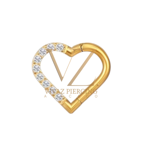 Piercing Titânio Pvd Frontal Coração lado Direito 1.2x8