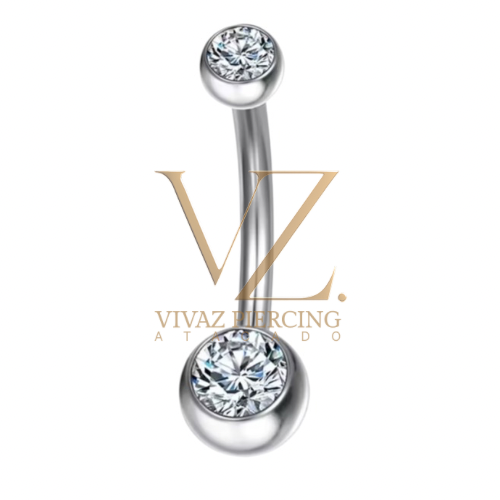 Umbigo Titânio c/pedra M 1.6x10