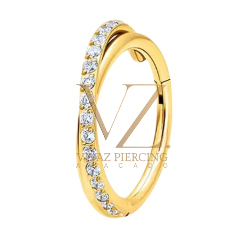 Piercing Segmento Titânio pvd cravejado 1.2x8