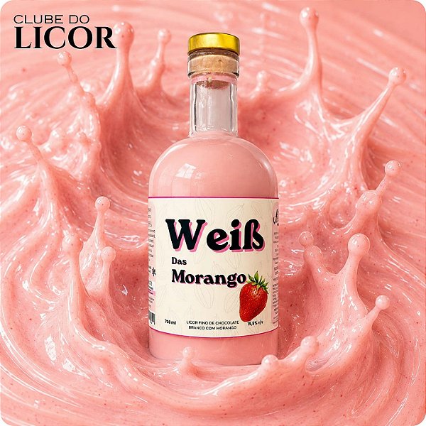 Weiß Morango 750ml - Licor Chocolate Branco c/ Morango