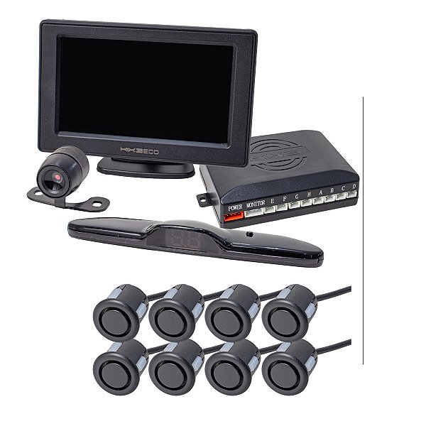 Sensor de Estacionamento 8 Pontos com Câmera Ré Tela - KX3