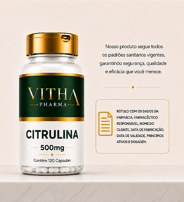 Citrulina 500mg I 120 Cápsulas l VITHA PHARMA