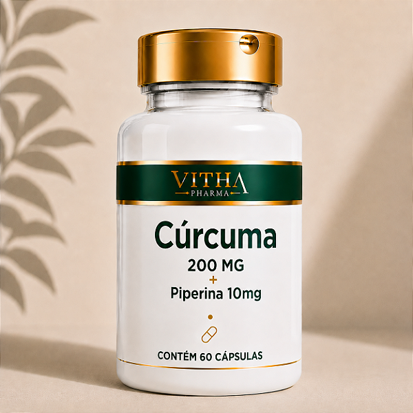 Cúrcuma 200 mg + Piperina 10 mg - 60 cápsulas