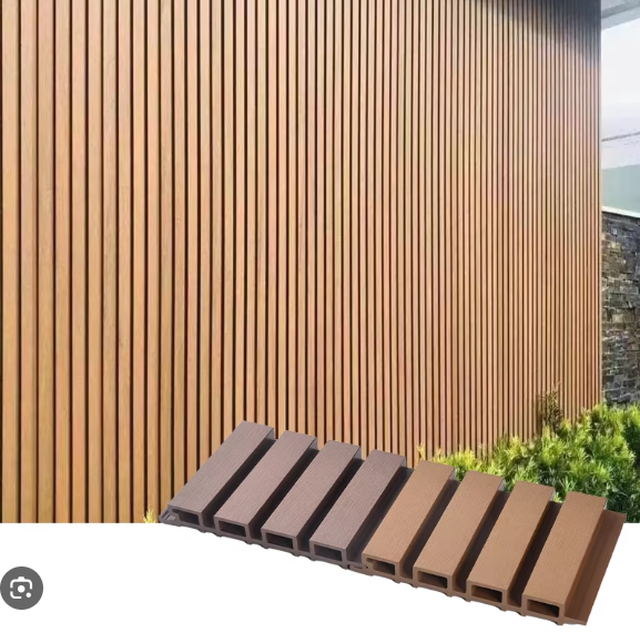 Painel Ripado Externo em WPC 2.9m x 0.2m (0.58 Metros Quadrados) Cor Teca Madeira Ecológica