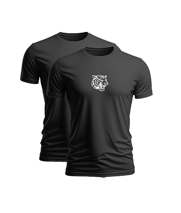 Kit 2 Camisetas Dryfit Masculina Preta Alta Performance Treino, Corrida e Conforto - Tiger Club
