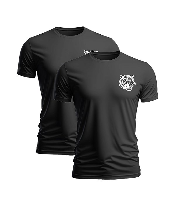 Kit 2 Camisetas Dryfit Masculina Preta Alta Performance Treino, Corrida e Conforto - Tiger Club