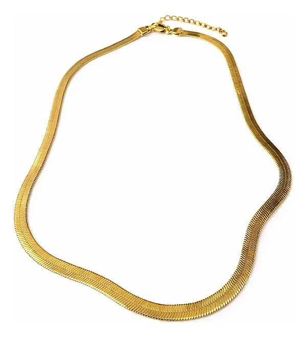 Colar Choker Snake Dourado Banho Ouro 18k