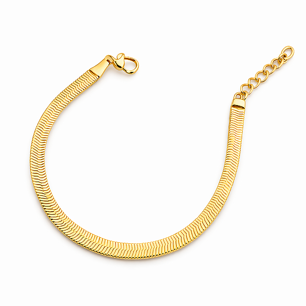 Pulseira Snake Dourada Ajustável Banho Ouro 18k