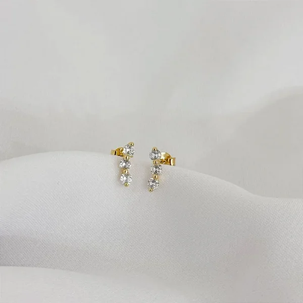 BRINCO CARRERA PEDRA EM OURO 18K