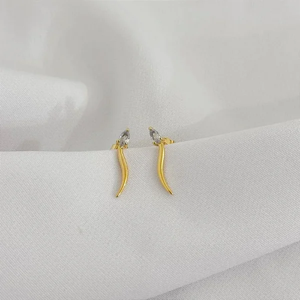 BRINCO FILETE COM PEDRA EM OURO 18K