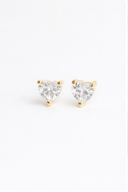 BRINCO PEQUENO CORAÇÃO COM PEDRA EM OURO 18K