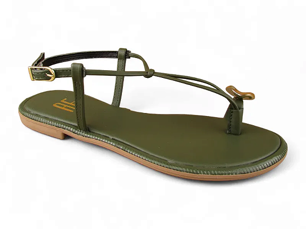 Sandalia Anna Flor Rasteira Tira Unica Com Adorno Sonora