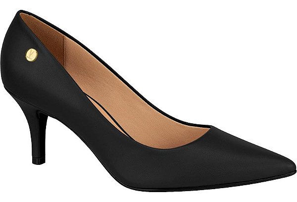 Scarpin Vizzano Sapato Salto Fino Com Detalhe Dourado Preto