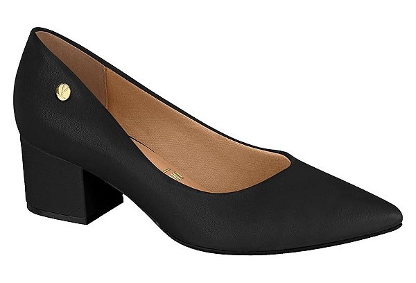Sapato Vizzano Detalhe Dourado Salto Grosso Preto