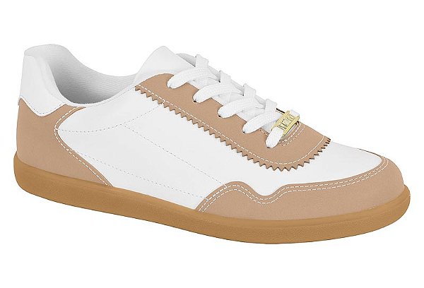 Tenis Vizzano Casual Cadarço Com Recortes Branco/Bege